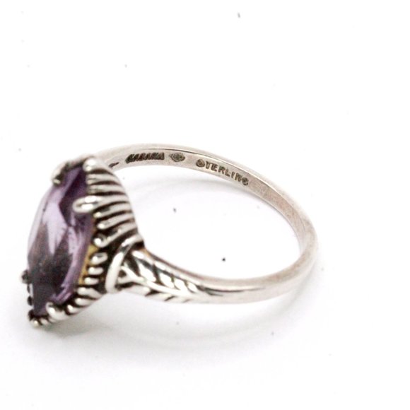 Kabana Southwestern Signed Sterling Silver Amethyst Marquise Cut Ring - Picture 4 of 9